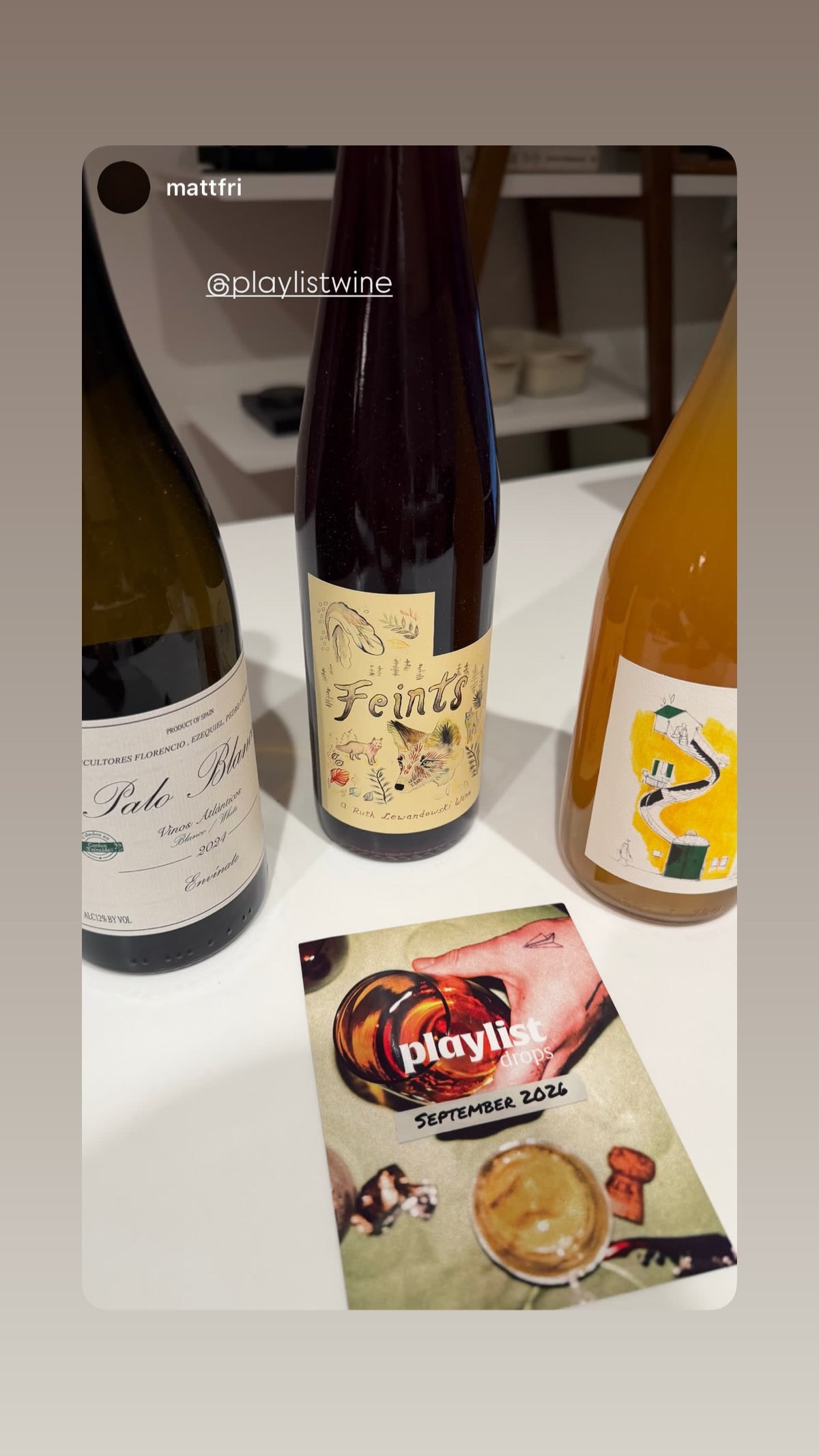 Member Instagram story: three natural wines with the Playlist drop guide