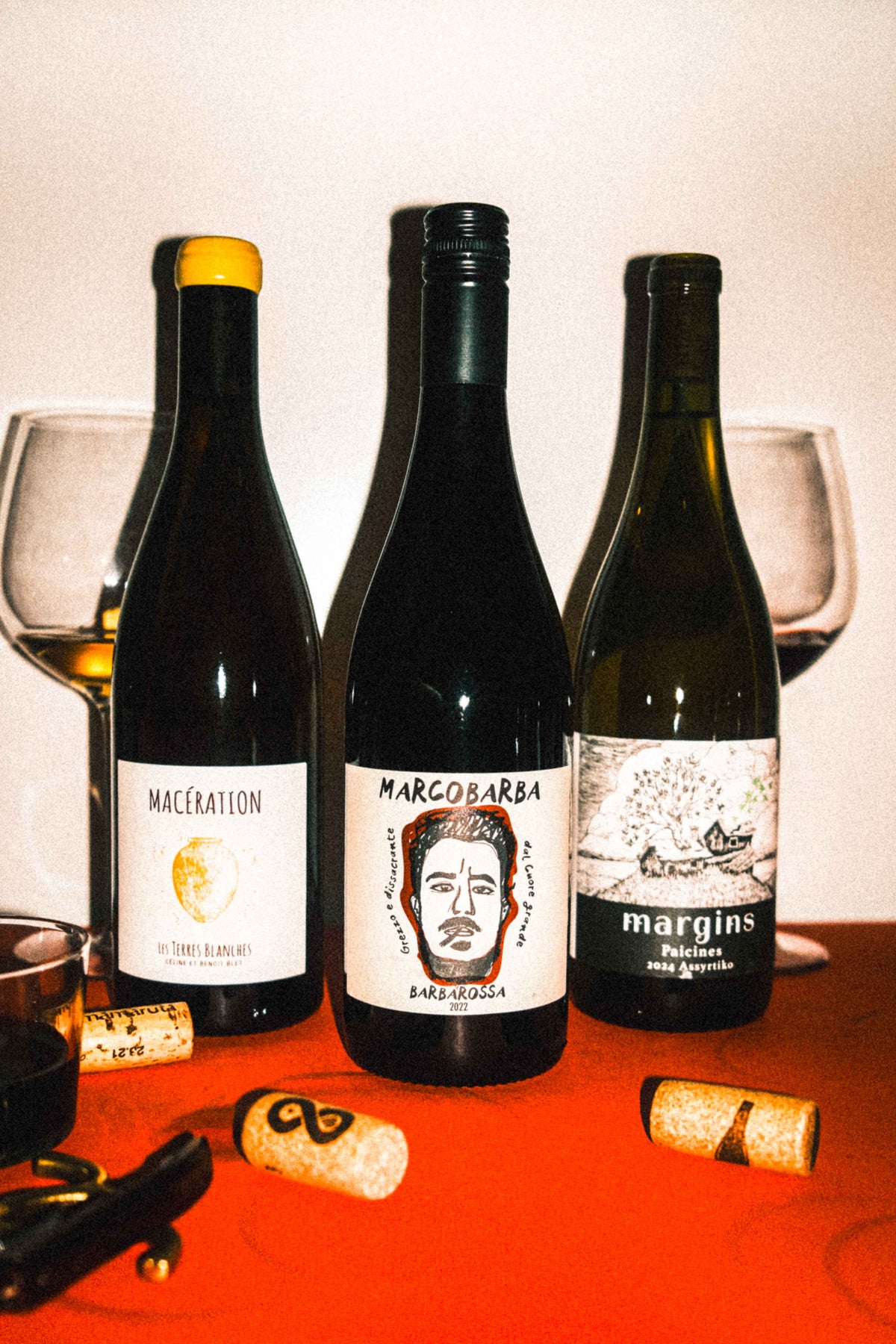 Macération, Marcobarba Barbarossa and Margins natural wines from a Playlist Wine Club drop